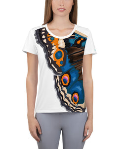 Athletic T-shirt inspired by Blue Pansy Butterfly