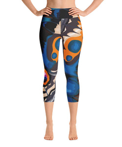 High Waisted Capri Leggings inspired by Blue Pansy Butterfly