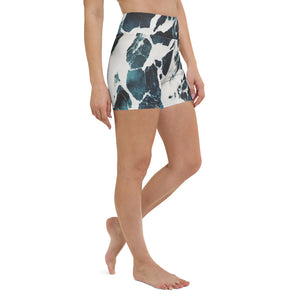 Yoga Shorts inspired by Ocean Marble